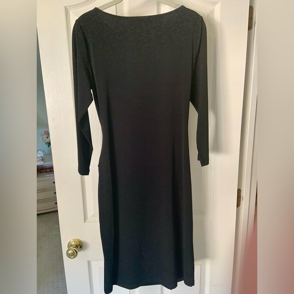 Jones New York black stretch knit dress size Small faux tie at side - Picture 4 of 6